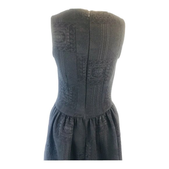 Zara Woman Drop Waist Dress Womens Size XS Black Floral Knit Sleeveless - Picture 7 of 12